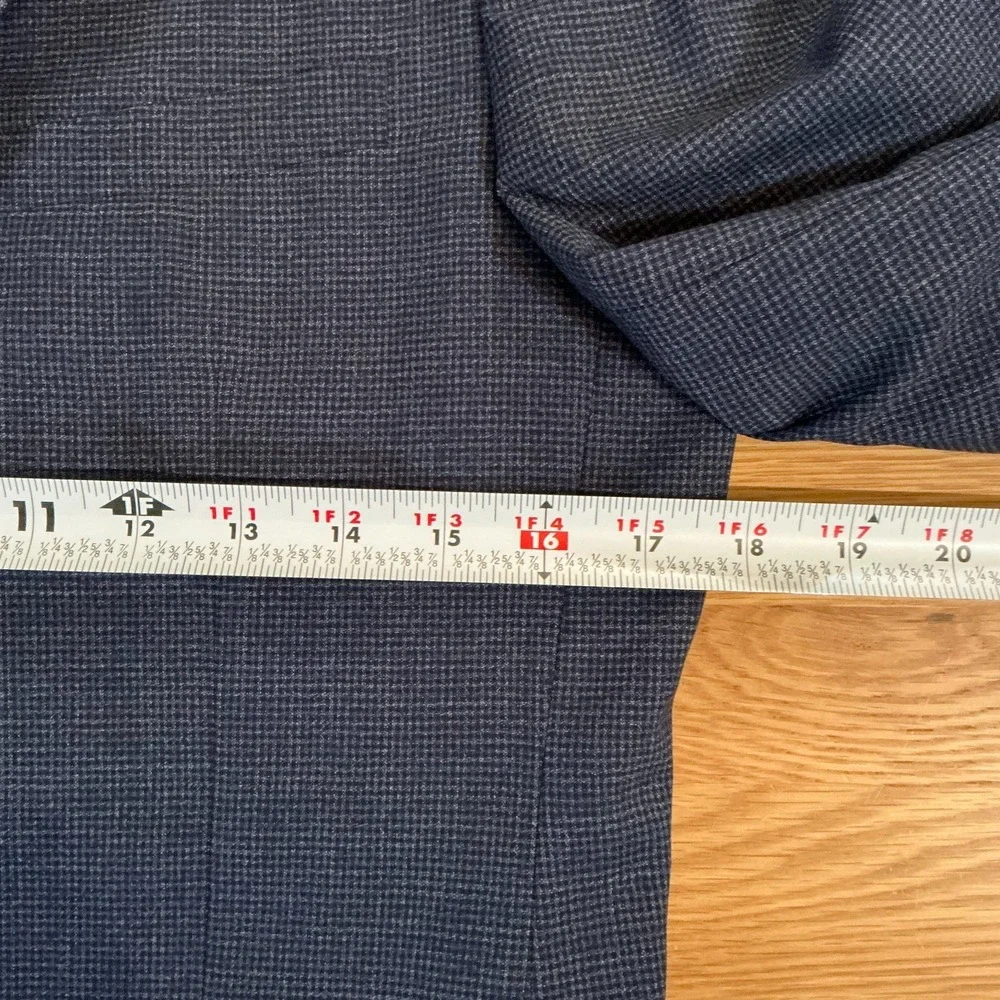 Theory Chambers Mens 36R‎ Blue Textured Micro Check 100% Virgin Wool Blazer